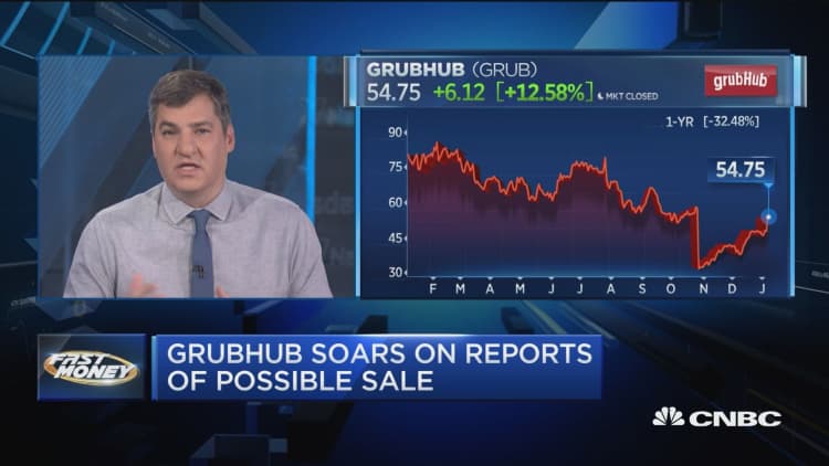 GrubHub soars on reports the company could be exploring a sale