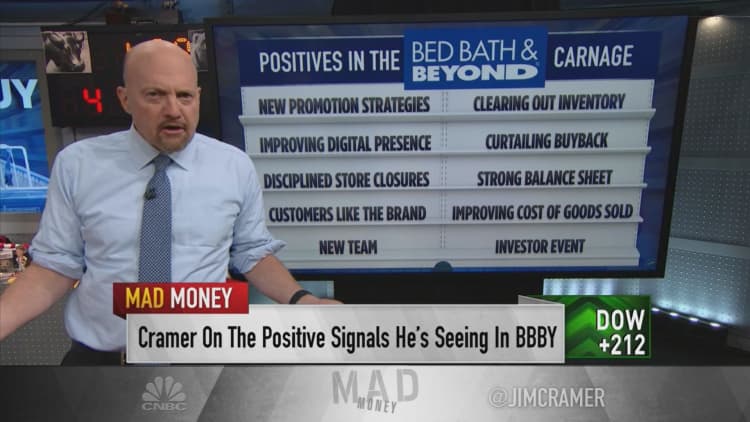 'Hold your nose and buy' Bed Bath & Beyond on 19% plunge, says Jim Cramer