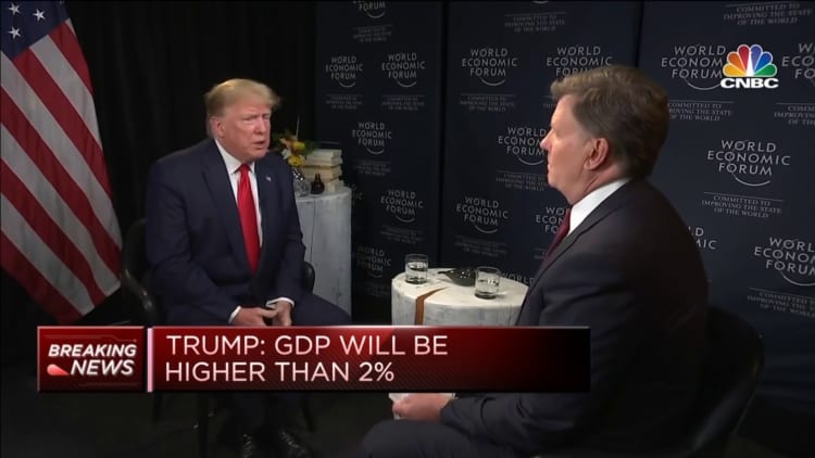 President Trump: US economic growth will be higher than 2 percent, but I'm not thrilled about it