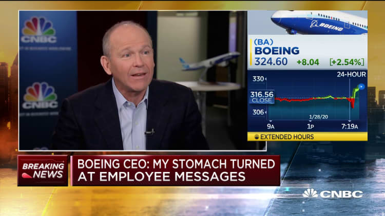 Boeing CEO: 'My stomach turned' at employee messages