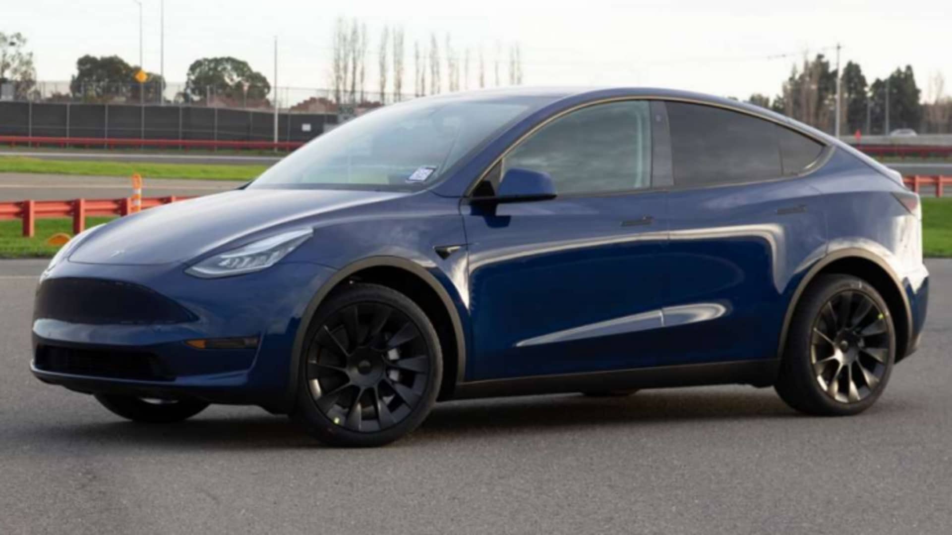 This photo of a production version of Tesla's Model Y was included in the company's Q4 2019 earnings report.