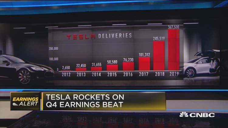 Tesla rockets on Q4 earnings beat