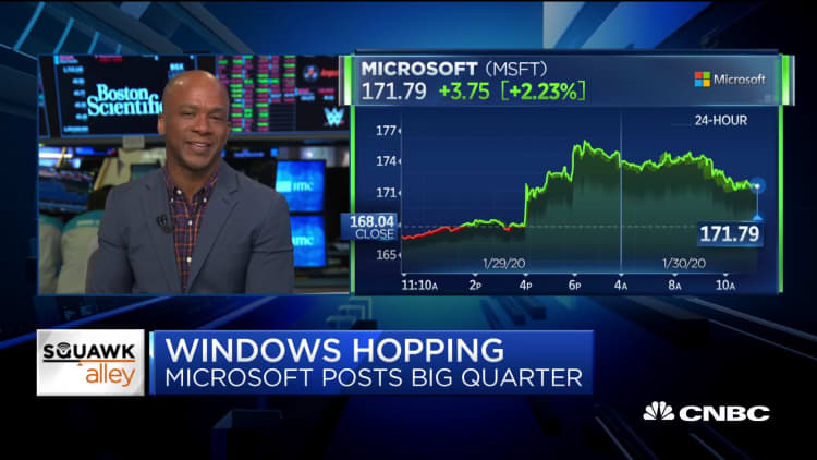 Microsoft shares reach record highs after posting strong quarter