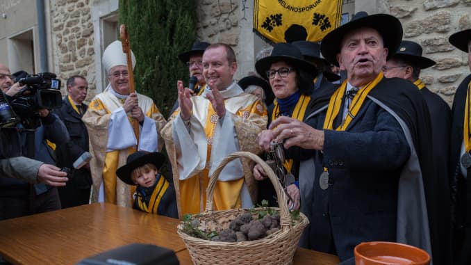 The annual truffle mass, where black truffles are donated to the local church.