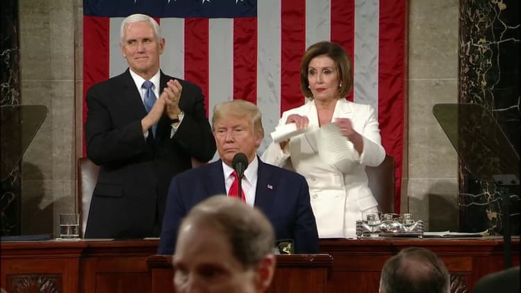 Pelosi tears up State of the Union speech
