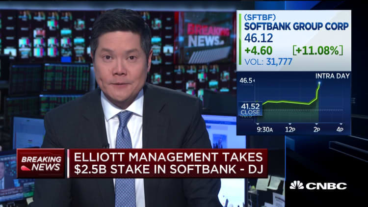 Elliott Management takes $2.5B stake in SoftBank: Dow Jones