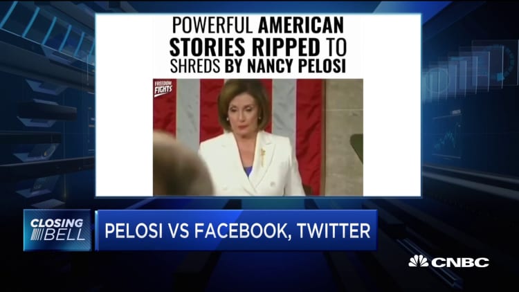 Nancy Pelosi in dispute with Facebook and Twitter