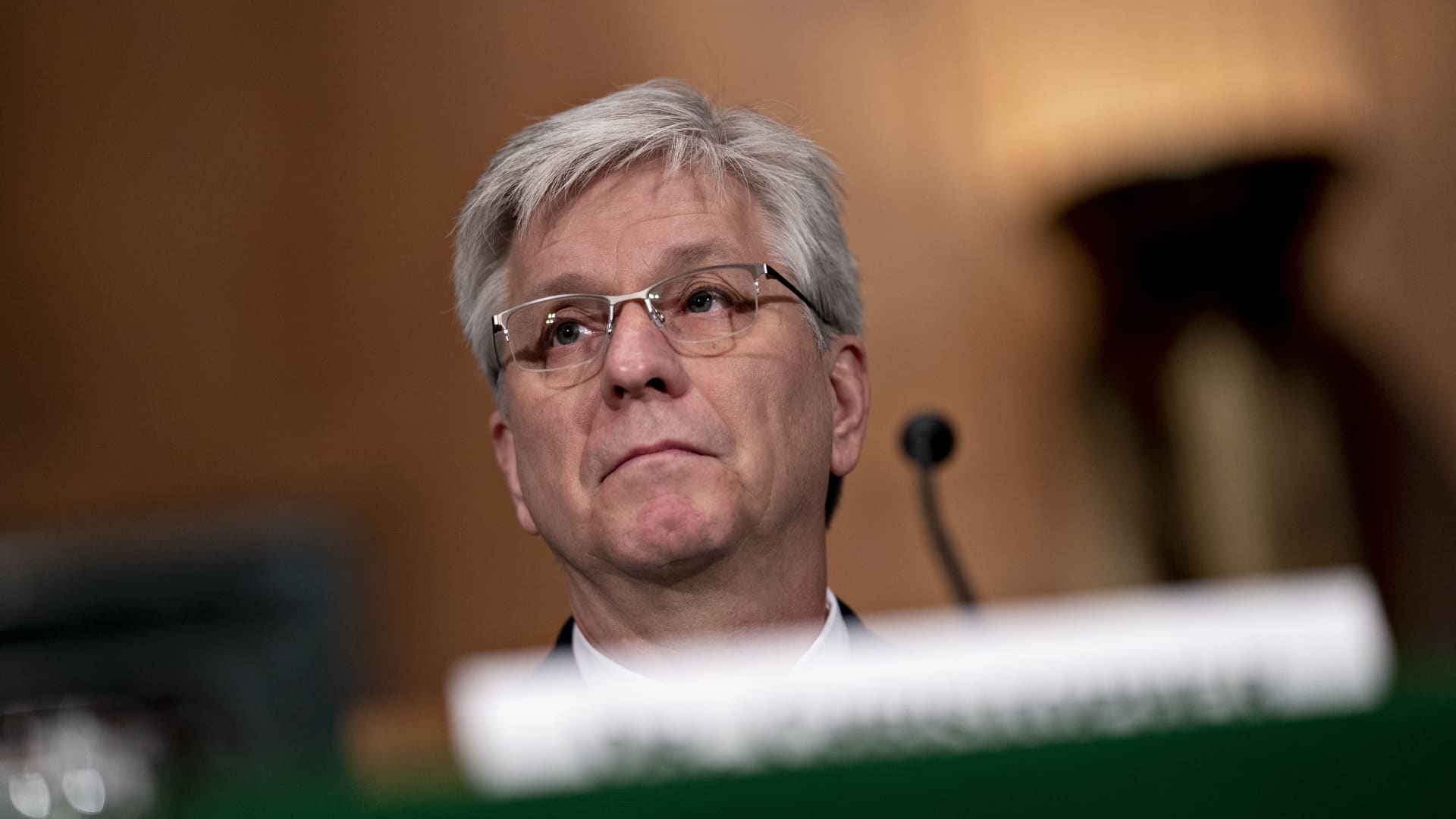 Christopher Waller, U.S. President Donald Trump's nominee for governor of the Federal Reserve, listens during a Senate Banking Committee confirmation hearing in Washington, D.C., on Thursday, Feb. 13, 2020.