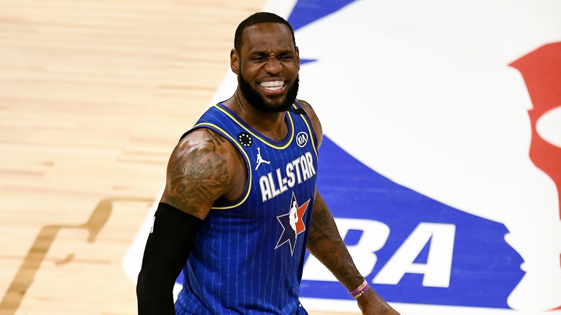 LeBron James #2 of Team LeBron celebrates after beating Team Giannis during the 69th NBA All-Star Game at the United Center on February 16, 2020 in Chicago, Illinois.