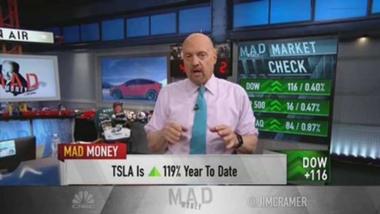 Sell some Tesla and 'let the rest run,' says Jim Cramer