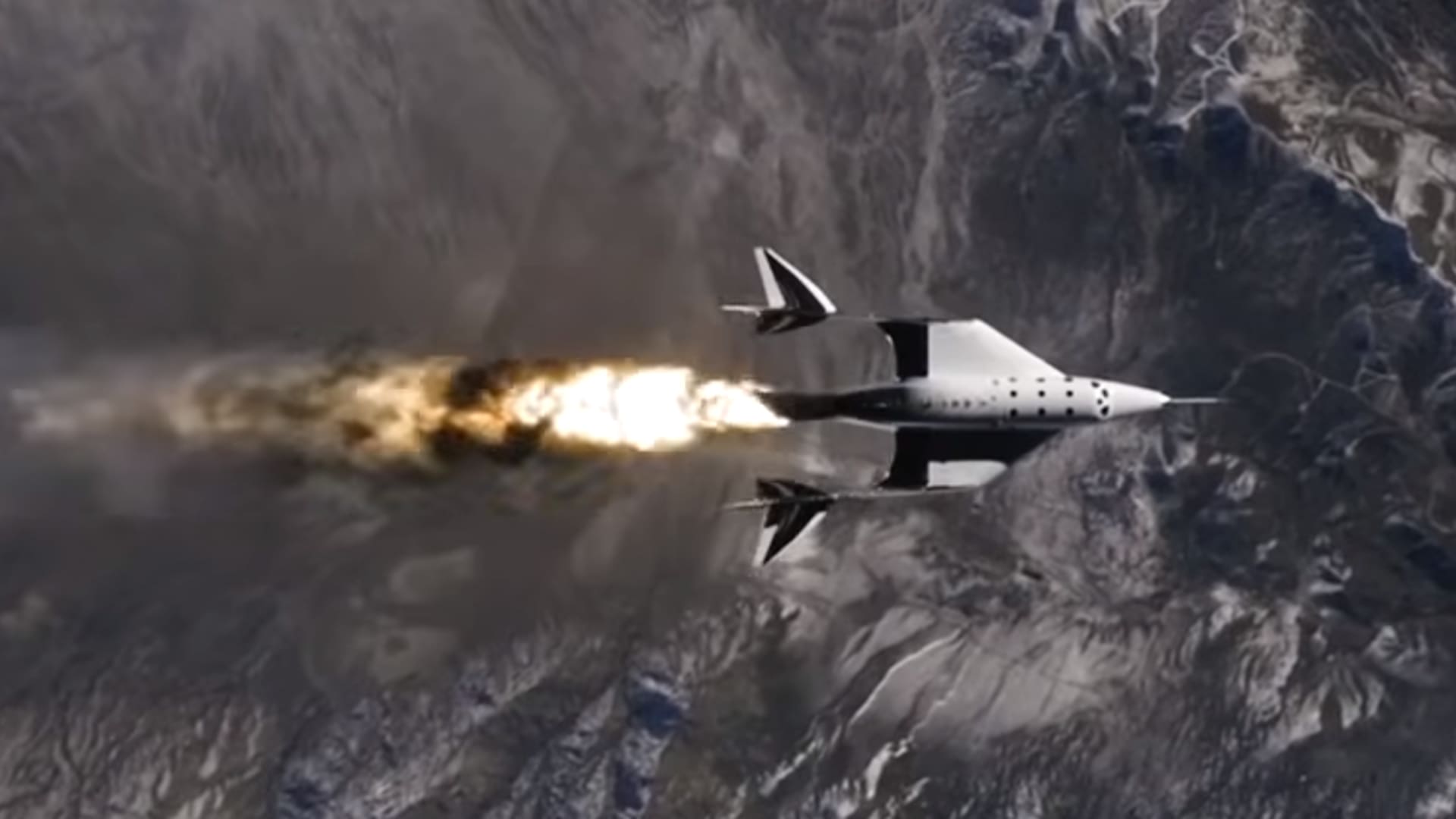 Virgin Galactic's spacecraft Unity fires its rocket engine and heads to space on Feb. 22, 2019.