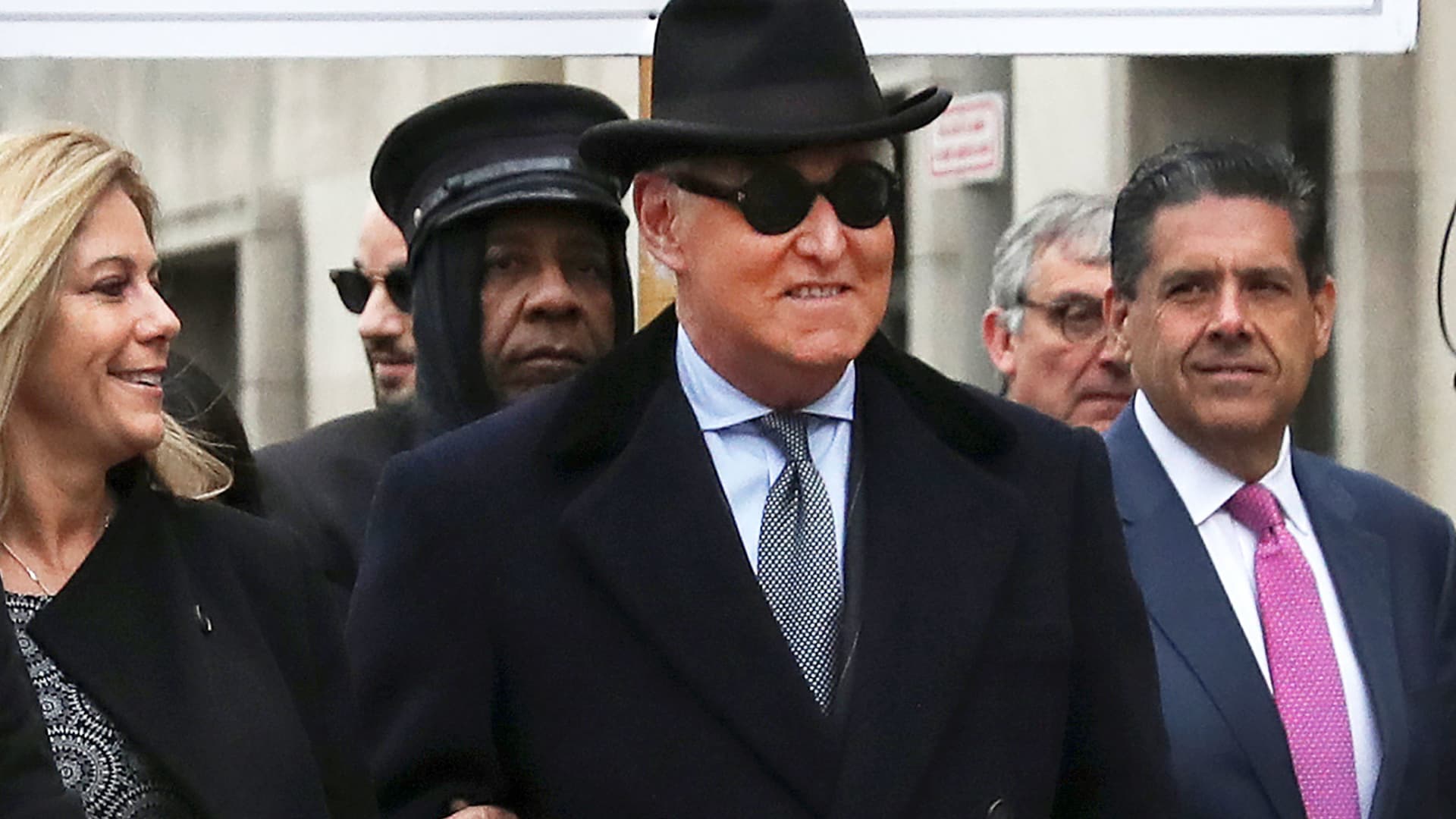 Roger Stone, former campaign adviser to U.S. President Donald Trump, arrives at the federal courthouse where he is set to be sentenced, in Washington, U.S., February 20, 2020.