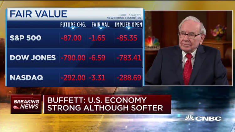 Buffett: US economy is 'strong, but a little softer' than it was six months ago