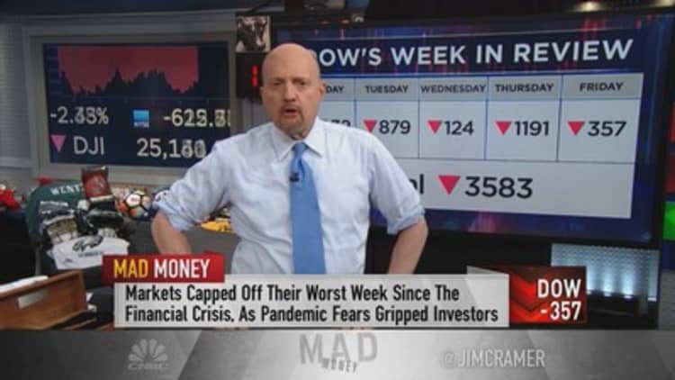 'We're getting closer to a bottom,' Jim Cramer says, so buy stocks slowly