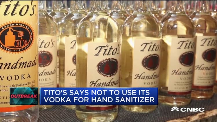 Tito's says not to use its vodka for hand sanitizer