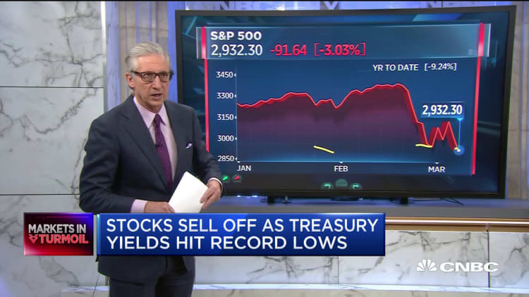 Stocks sell off as Treasury yields hit record lows