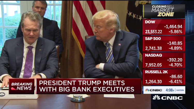 President Trump meets with big bank executives