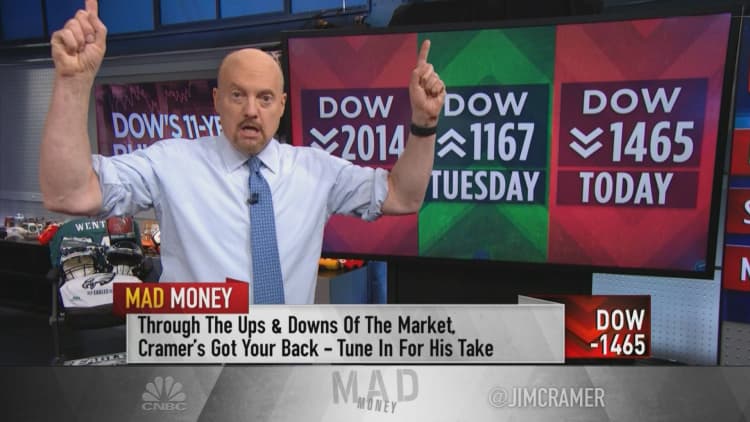 Stopping the coronavirus from spreading will include a recession, Jim Cramer says