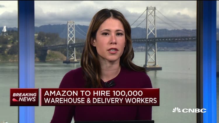 Amazon will hire 100,000 warehouse and delivery workers