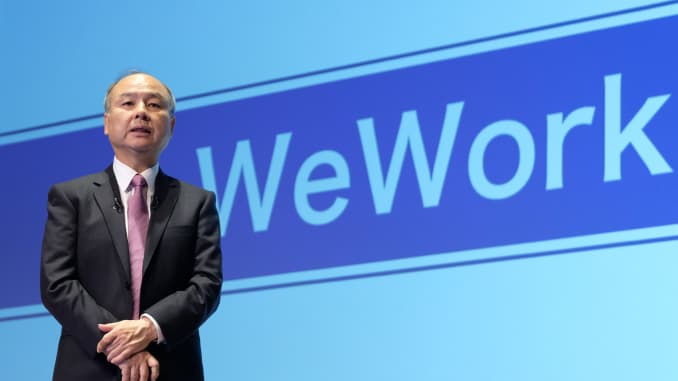 Japan's SoftBank Group CEO Masayoshi Son delivers a speech during a press briefing on the company's financial results in Tokyo on November 6, 2019.