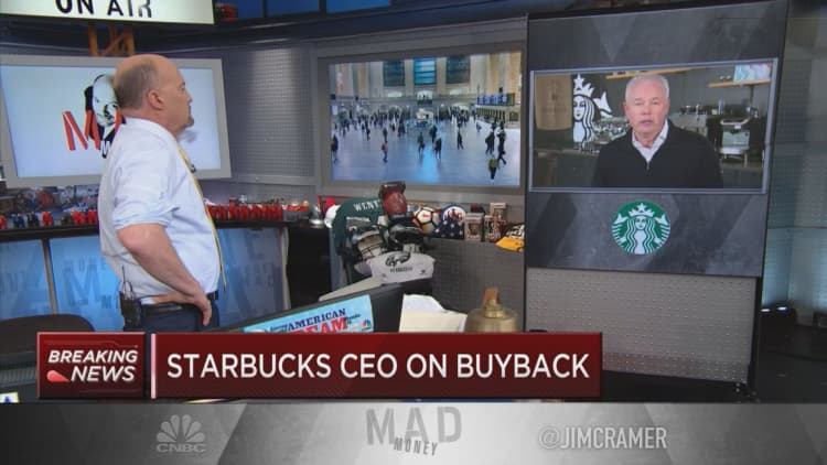 Starbucks' Kevin Johnson defends company's buyback program with 'strong balance sheet'