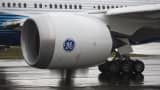 A General Electric GE9X engine is pictured on a Boeing 777X airplane as it taxis for the first flight, which had to be rescheduled due to weather, at Paine Field in Everett, Washington on January 24, 2020.