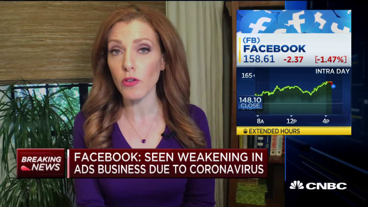 Facebook sees weakening in its ads business due to the coronavirus