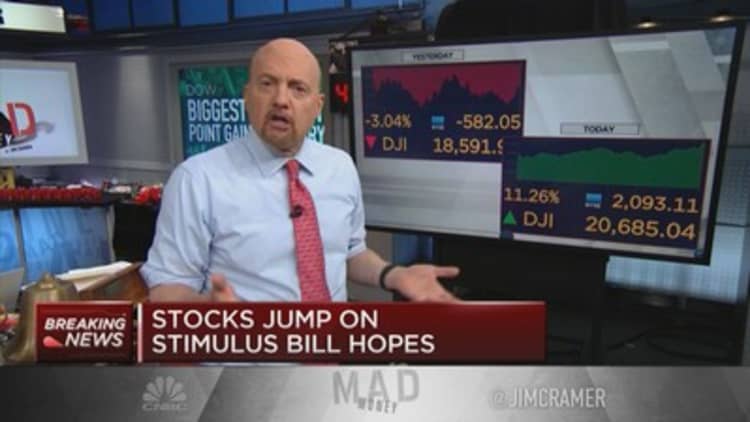 Jim Cramer: Tuesday's 'one-day bull' gave 'all the gains you're going to get' on the stimulus bill