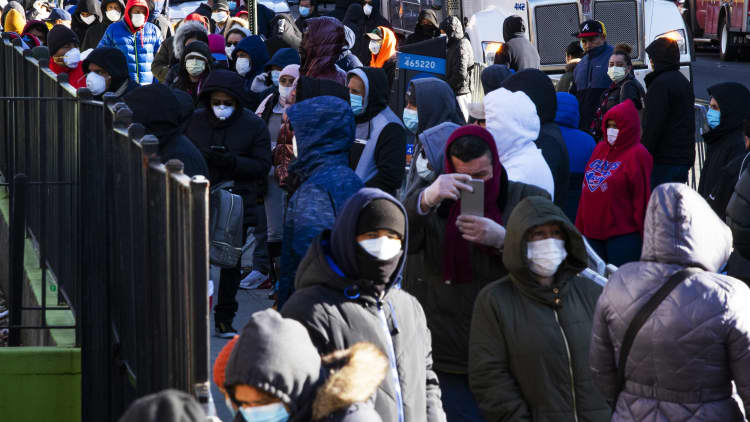 Dozens of residents line up for coronavirus testing outside of NYC hospital