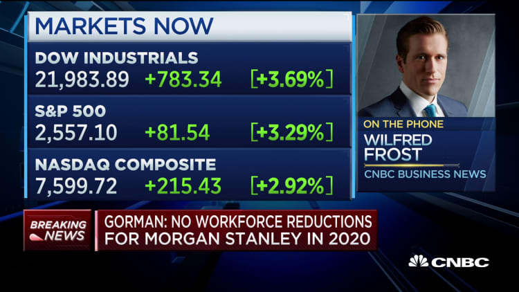 Gorman: No workforce reductions for Morgan Stanley in 2020