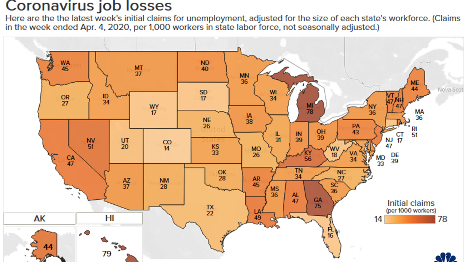 Coronavirus Map Which States Are Seeing The Most Job Losses Due