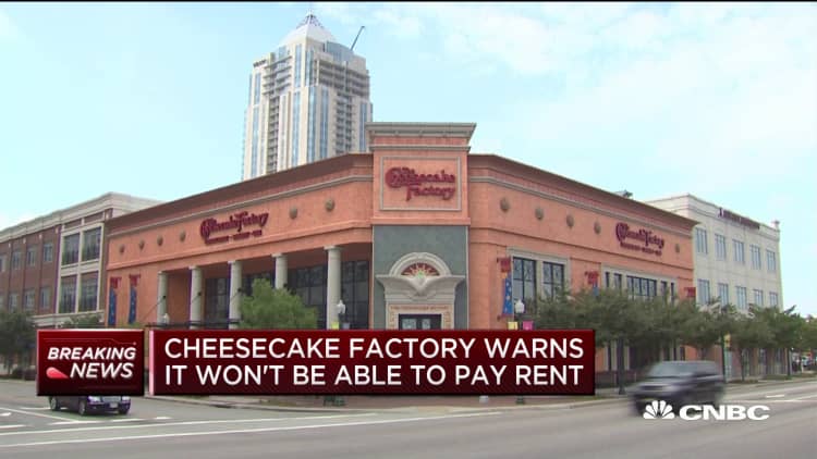 Cheesecake Factory warns it won't be able to pay rent
