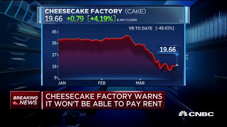 Cheesecake Factory warns it won't be able to pay April 1 rent due to coronavirus losses