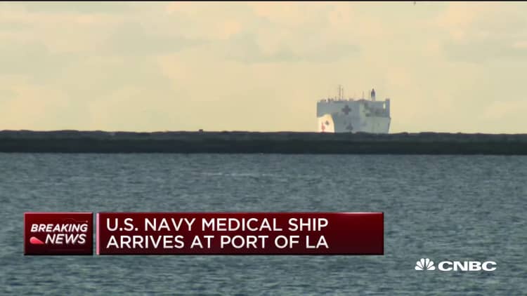 US Navy medical ship arrives in the Port of Los Angeles