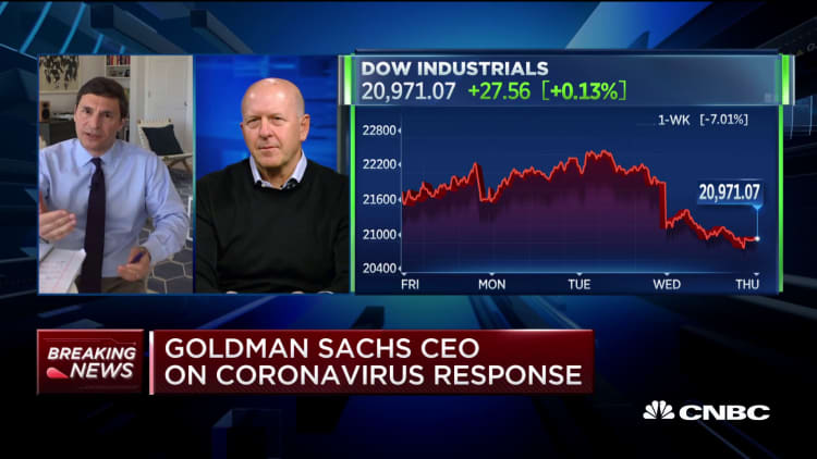 'There's no question' the US was slow to respond to coronavirus, says Goldman Sachs CEO David Solomon