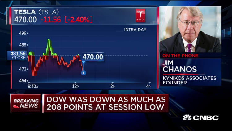 Billionaire investor Jim Chanos: Still 'maximum short' on Tesla even with recent market moves