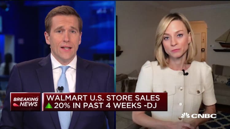 Walmart US store sales up 20 percent in past eight weeks, reports Dow Jones