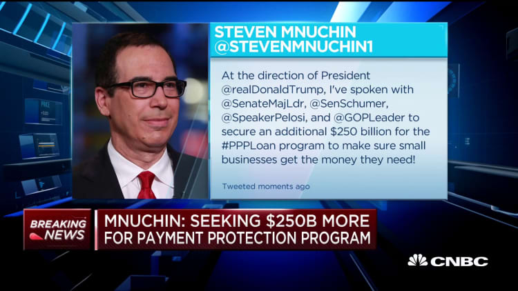 Mnuchin: Seeking $250 billion more for payment protection program