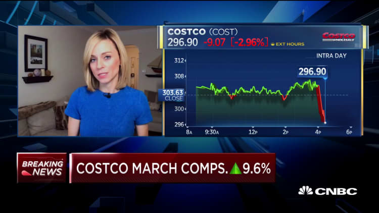 Costco March comps up by 9.6%