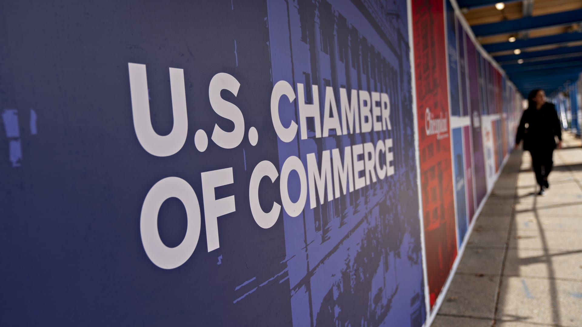 The U.S. Chamber of Commerce seal is displayed during restoration at the headquarters in Washington, D.C., U.S., on Tuesday, March 17, 2020.