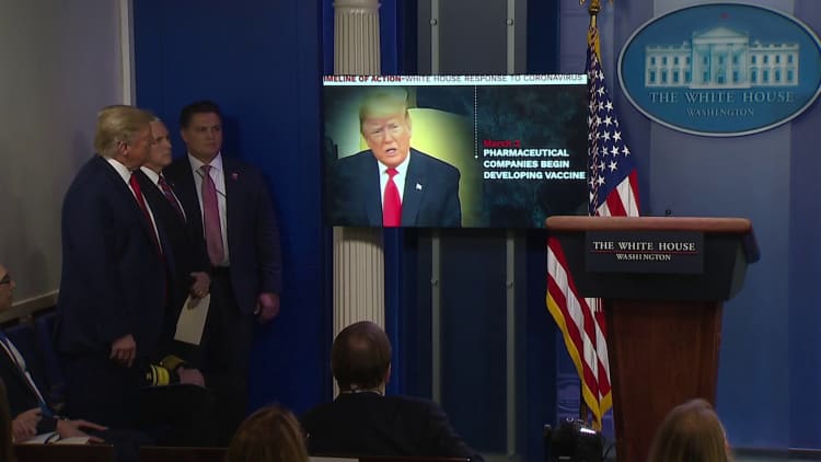 President Trump plays campaign-style video in coronavirus task force briefing