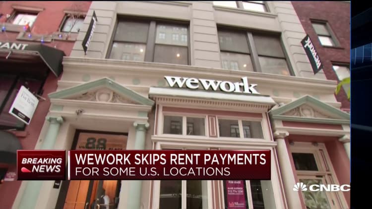 WeWork skipped April rent payments for some US locations
