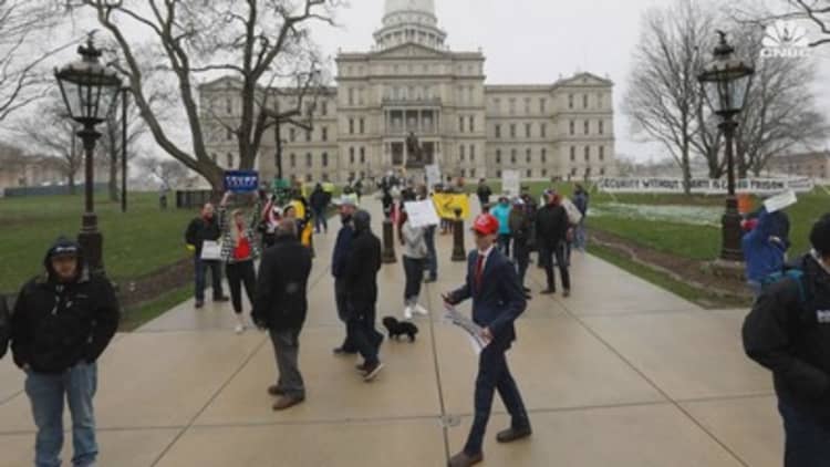Protests break out in Michigan, North Carolina and Ohio over governors' stay-at-home orders