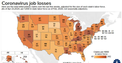 These are the states getting hit the hardest with job losses from coronavirus