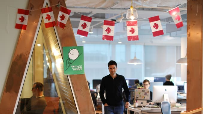 Employees at Shopify's headquarters in Ottawa.