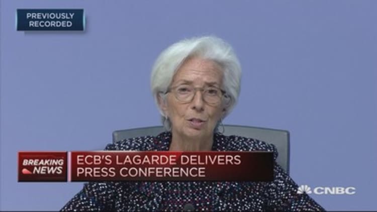 Euro area GDP could fall between 5% and 12% this year, ECB's Lagarde says