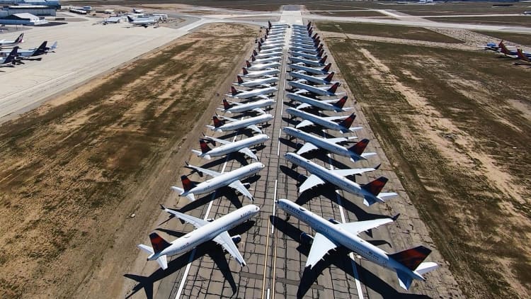 What it takes for airlines to find parking for thousands of grounded planes