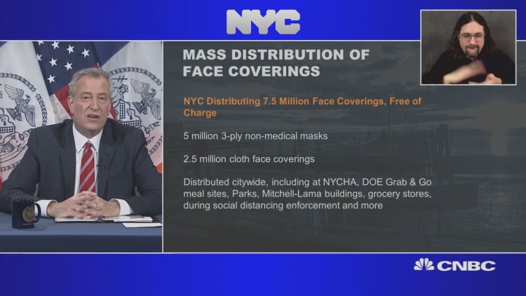 New York City will give away 7.5M face coverings to halt coronavirus spread