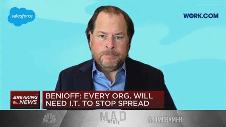Salesforce Marc Benioff talks tools and strategies to reopen businesses amid a coronavirus outbreak