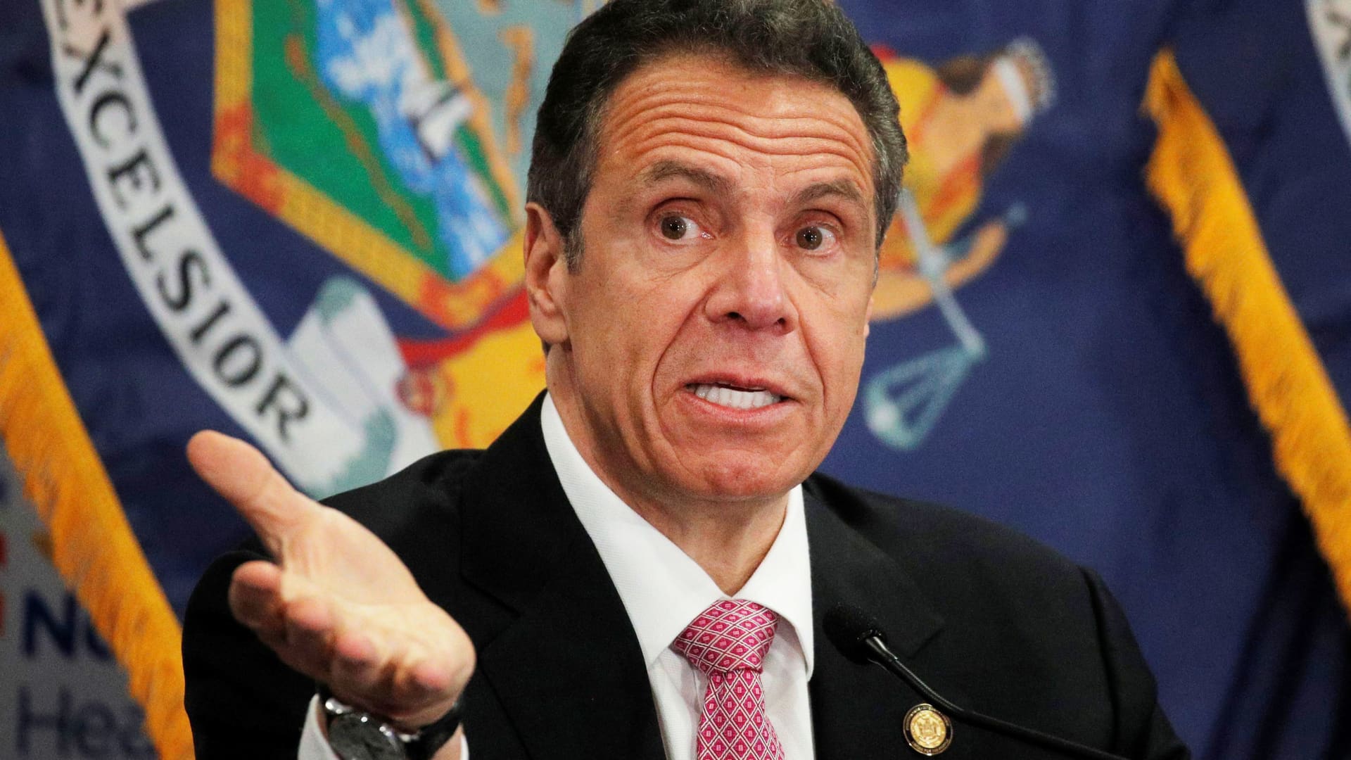 New York Governor Andrew Cuomo speaks at a daily briefing at North Shore University Hospital, during the outbreak of the coronavirus disease (COVID-19) in Manhasset, New York, May 6, 2020.